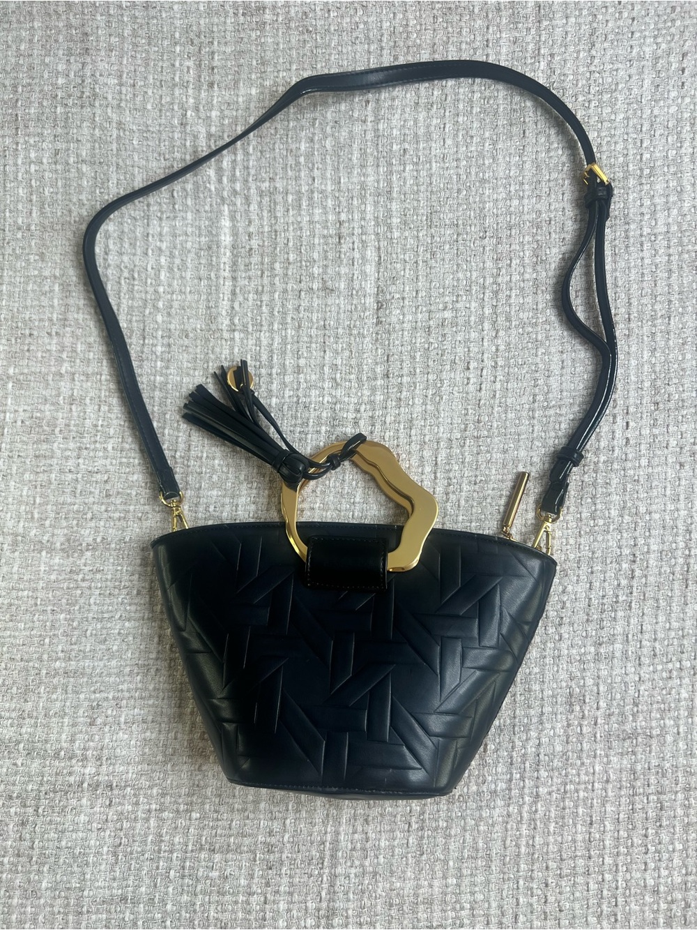 Aldo Malede Black Satchel with Gold Handle